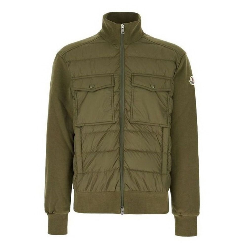 몽클레르 니트패딩 로고 패치 집업 가디건 올리브 그린 남성 8G00033 89AHS 823