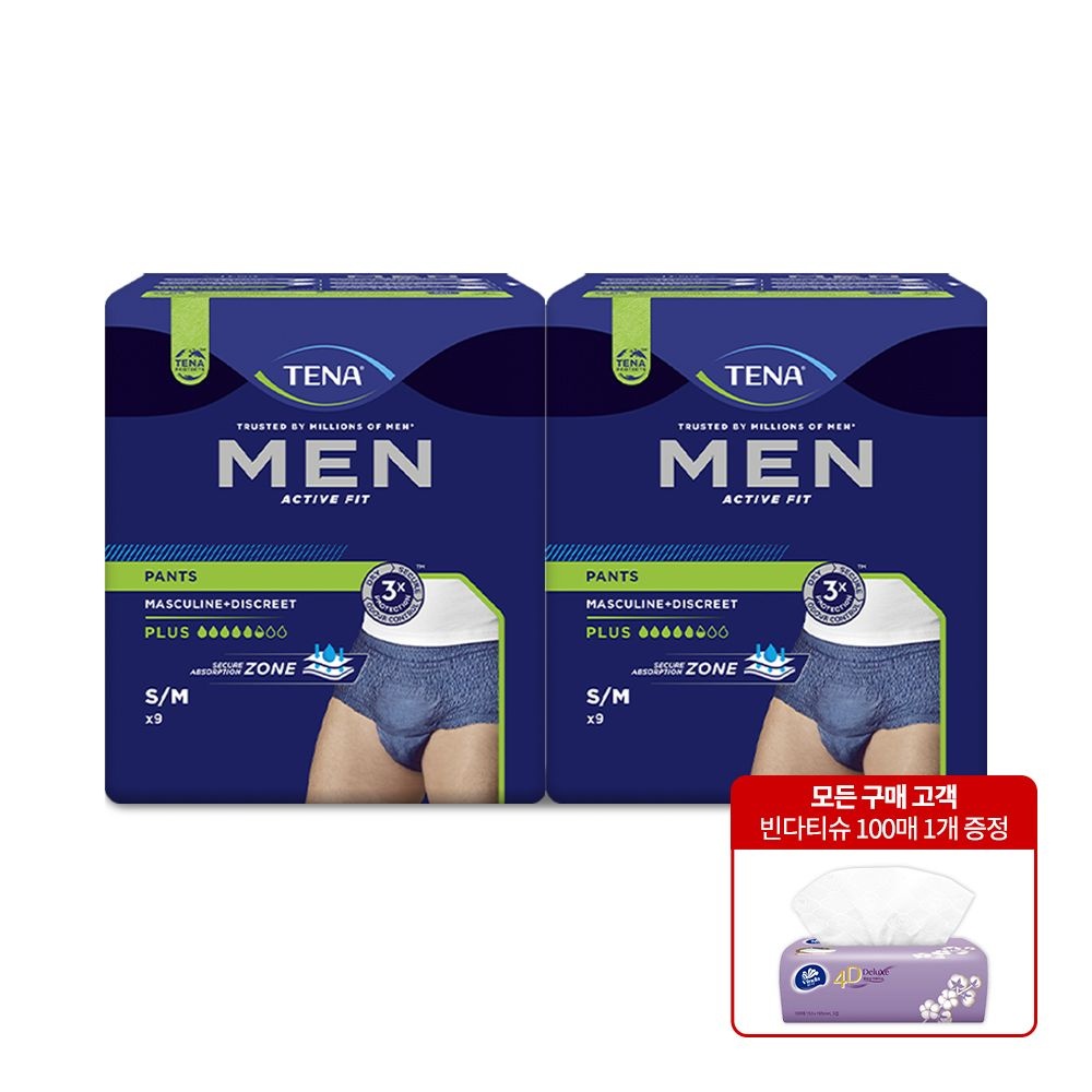 테나 맨 언더웨어 플러스 대형 8입 2팩 남성용 요실금팬티 성인용기저귀