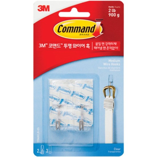 17065CLR-ES 코맨드 투명 와이어 훅 2입