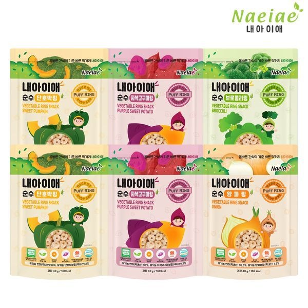 내아이애 내아이애 [보리보리]유기농 순수 야채링 6종 세트 아기과자 (10+1 이벤트)/아이과자