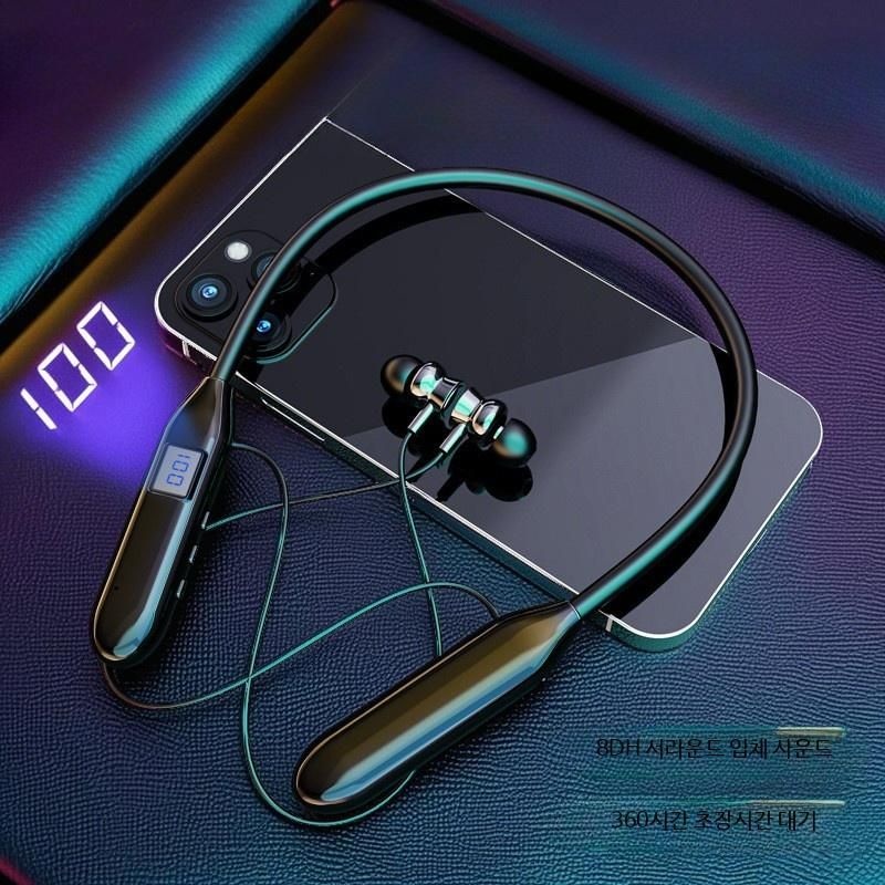 [해외] 넥밴드 무선 블루투스 헤드폰 인이어 노이즈캔슬링 긴 배터리 수명 스포츠용 가성비 좋은 통화용 이어폰 데일리