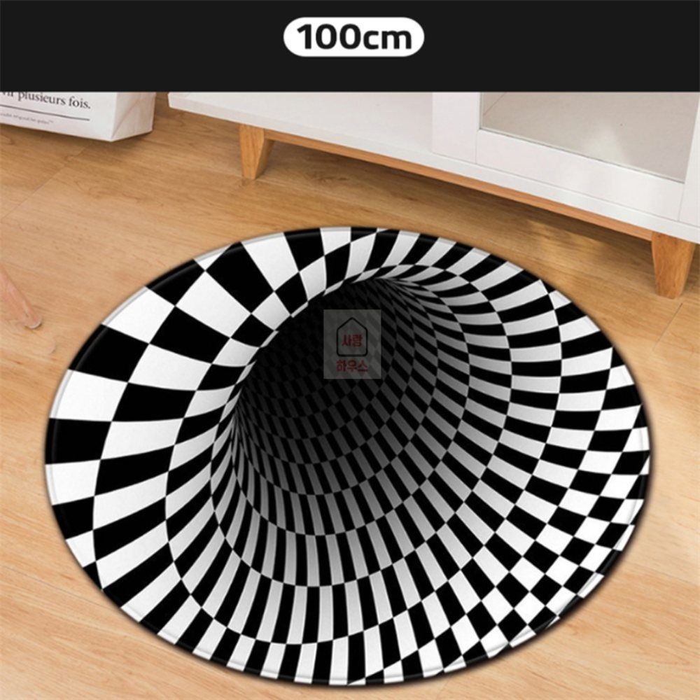 상세참조 사랑하우스 인테리어 3D 입체 착시매트 100CM 발판매트 착시발매트 욕실발판발