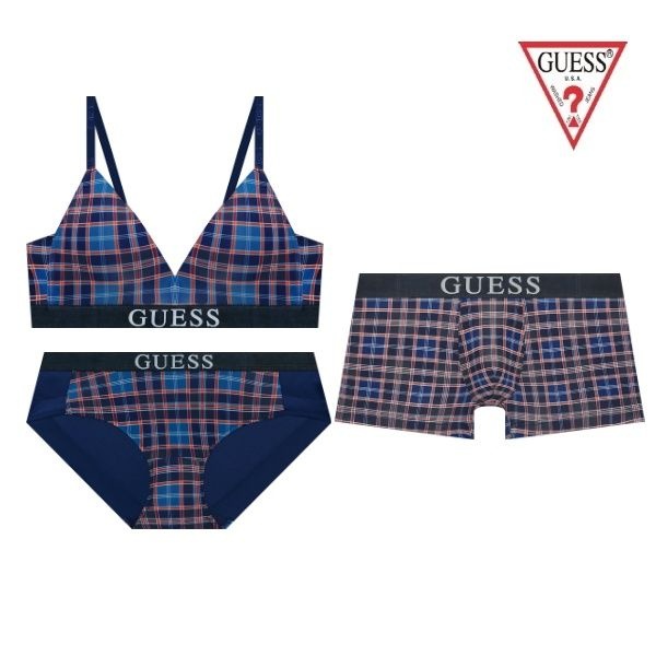 [롯데백화점] 게스 언더웨어 타탄체크커플세트(OCWBR493BP493DR493) LE1215424640