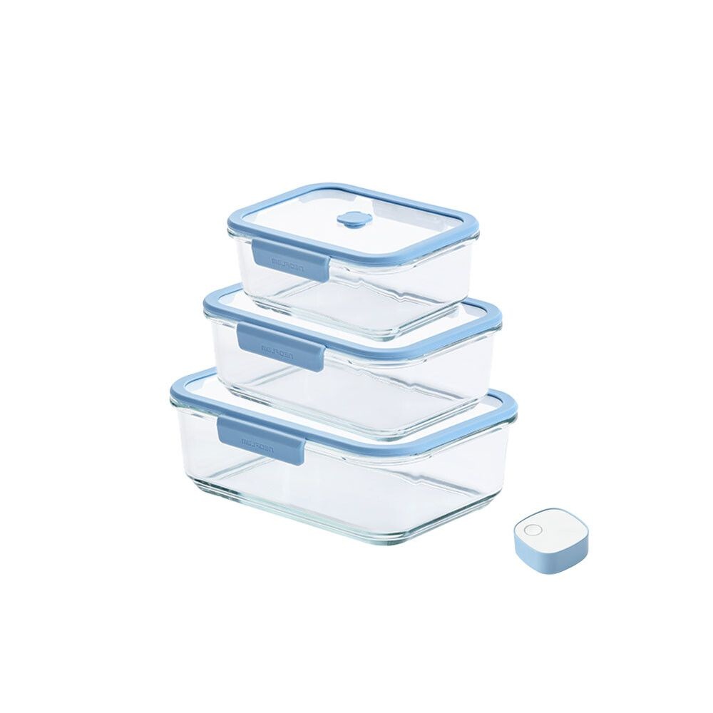 네오플램 (현대Hmall) 네오플램 베큐씰 내열유리 진공 밀폐용기 직사각 대형 3종(950ml+1.5L+2.3L)+진공 펌프