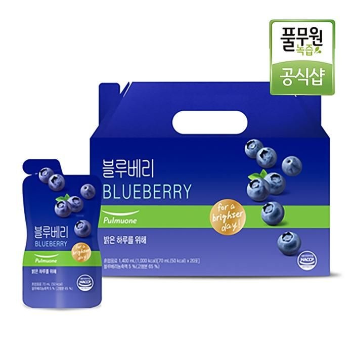 풀무원건강생활(주)/충북 증평군 도인면 원명로 35 [풀무원녹즙]  블루베리 건강즙 70ml x 20포 x 1박스 WYS