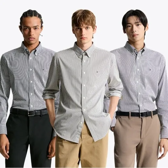 *롯데온단독*[공식][정상가:189,000원] [Asian regular fit] 포플린 스트라이프 셔츠 4종 택1 T12F6WSH011MT2