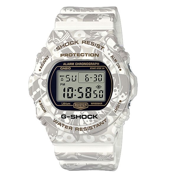 지샥 CASIO G-SHOCK DW-5700SLG-7A 복을 가져다 준다는 테마 스페셜 모델 칠복신 SHICHI-FUKU-JIN 시리즈의 테마로 새겨진 예술적