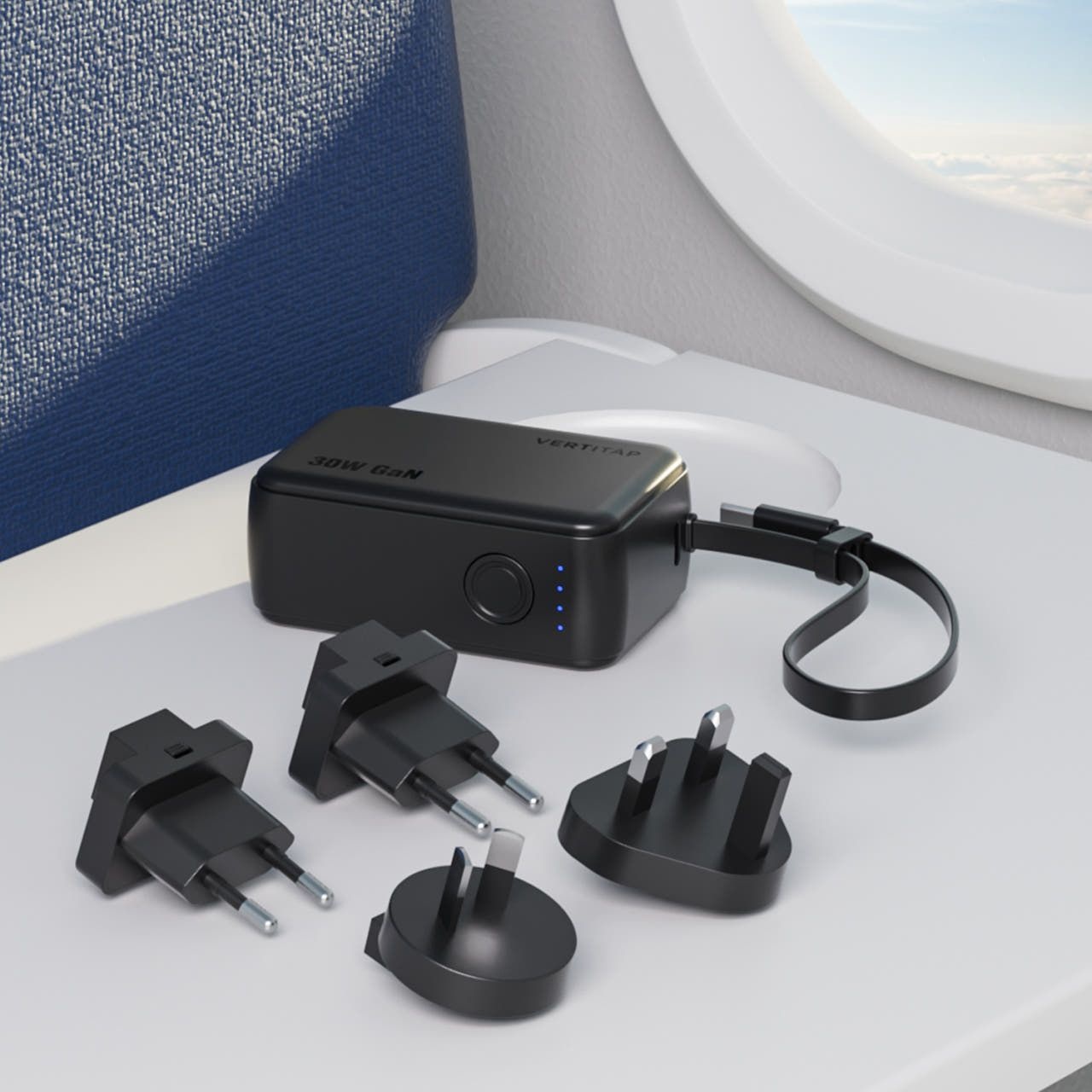 버티탭 트레블러 프로 30W 보조배터리 멀티 어댑터 해외 여행용 멀티탭 USB 전기 콘센트