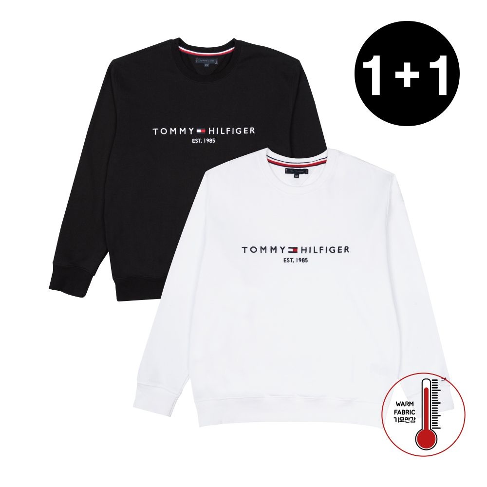 병행수입 타미힐피거 [1+1]타미힐피거  남녀공용 기모 자수로고 맨투맨 스웨트셔츠