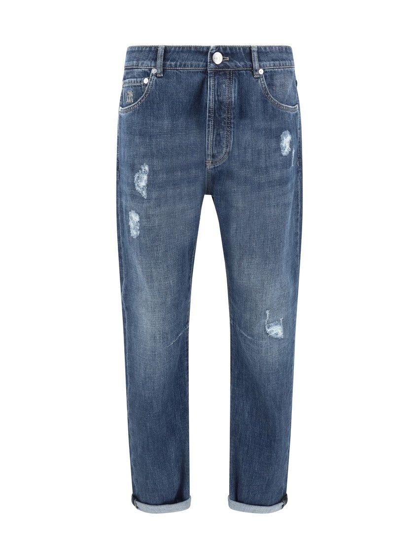 브루넬로 쿠치넬리 브루넬로 쿠치넬리 [브루넬로 쿠치넬리] 남성 롤드 컵 디스트레스 데님팬츠 블루 M0Z37X2340