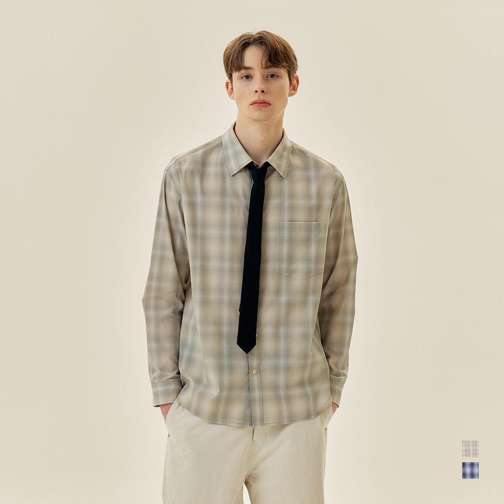 [마인드브릿지][COUTURE] 옴브레 체크 오버핏 셔츠_2colors : 롯데ON