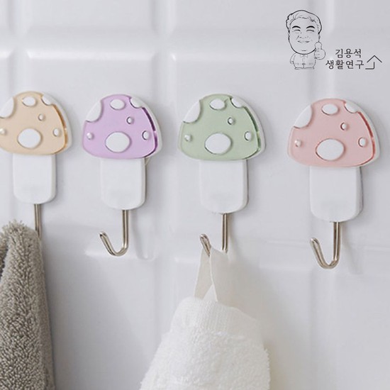 상품상세참조 머쉬룸후크 2개입 벽걸이후크 매직후크 벽고리 고리