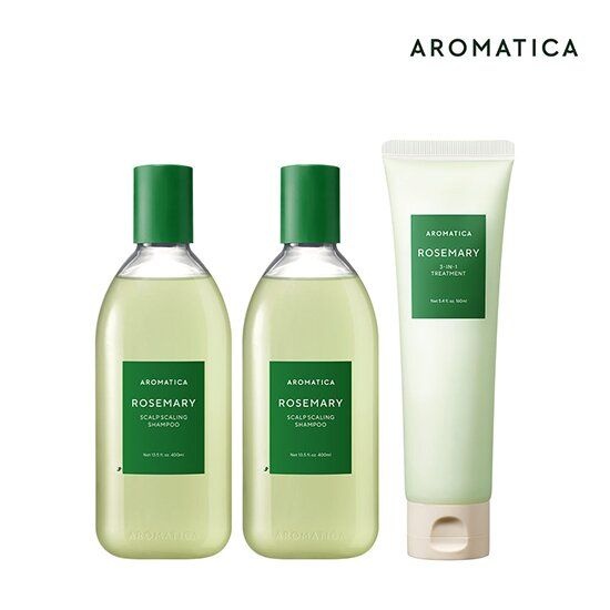 아로마티카 M) 로즈마리 헤어케어 패키지(로즈마리 스칼프 스케일링 샴푸 400mlx2, 로즈마리3-IN-1트리트먼트 160mlx1)
