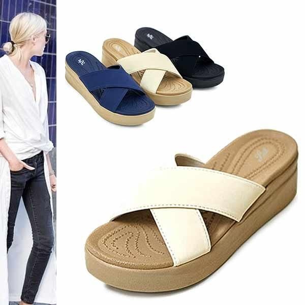 카미엣뮤즈 [하프클럽]kami et muse 크로스 스트랩 컴포트 슬리퍼_KM21s194-1