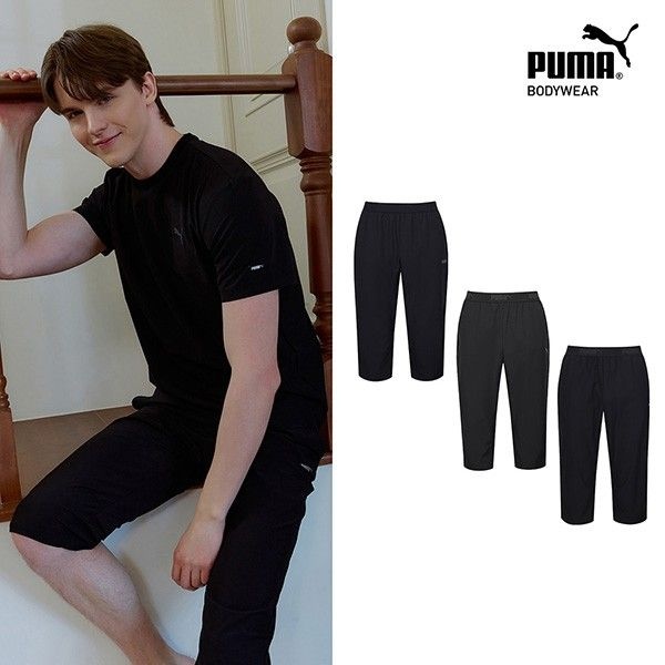푸마바디웨어 푸마바디웨어 남성 스트레치 우븐 트리코트 홈웨어 7부팬츠 3종세트677821