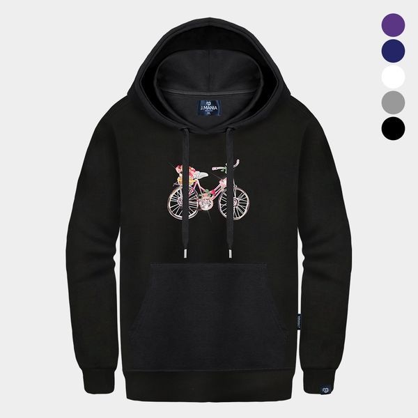 진마니아 [하프클럽]꽃장식 자전거 후드 티셔츠 남자 여성 공용 빅사이즈 M~4XL 오버핏 박스티 루즈핏 커플 컬러 베이직 스