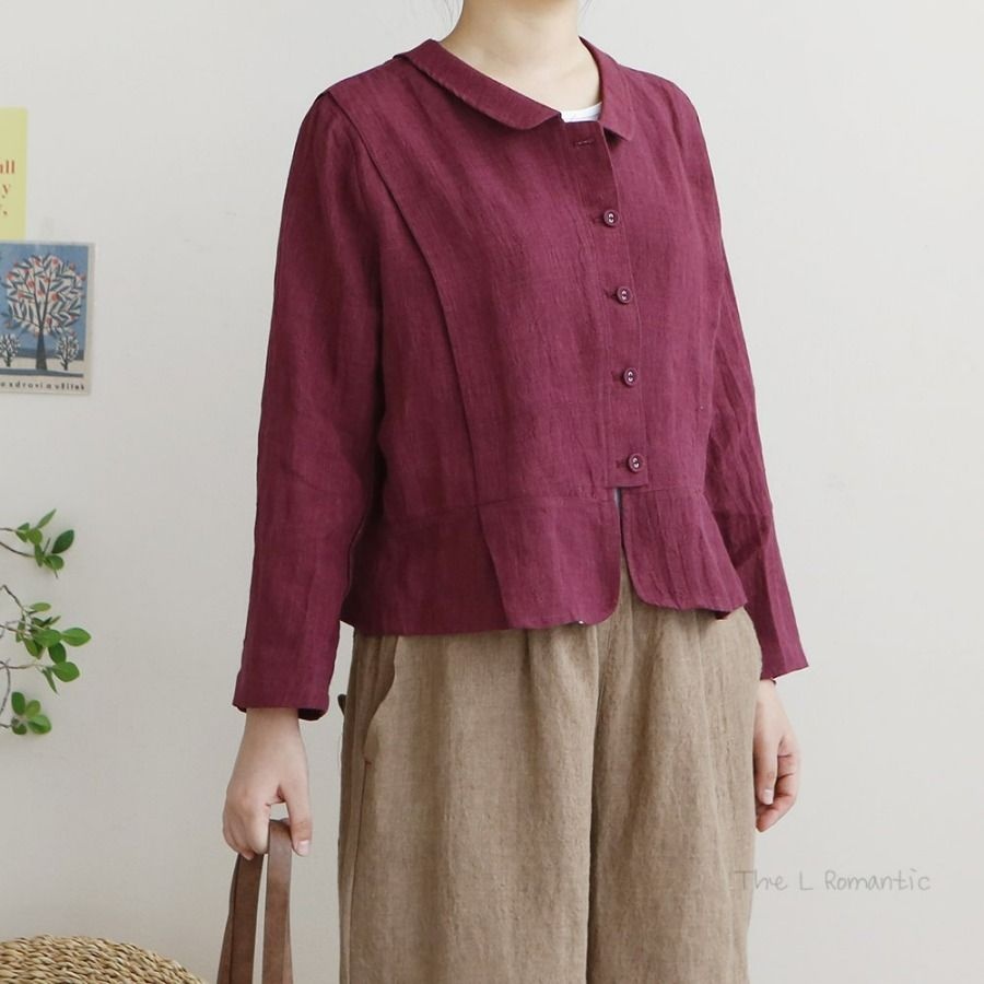 레아린넨 협력업체 레아린넨 여성 오블리 린넨 자켓