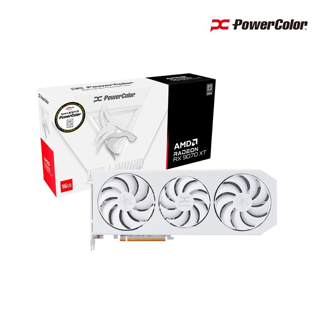 파워컬러 PowerColor 라데온 RX 9070 XT Hellhound Spectral White D6 16GB
