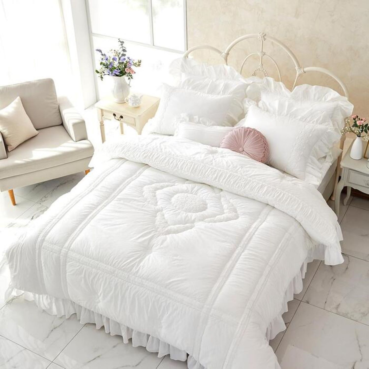 [롯데백화점] 로라애슐리 퀸즈 바이오워싱 80수 고밀도 면 이불커버 K (230*220) LE1216078820