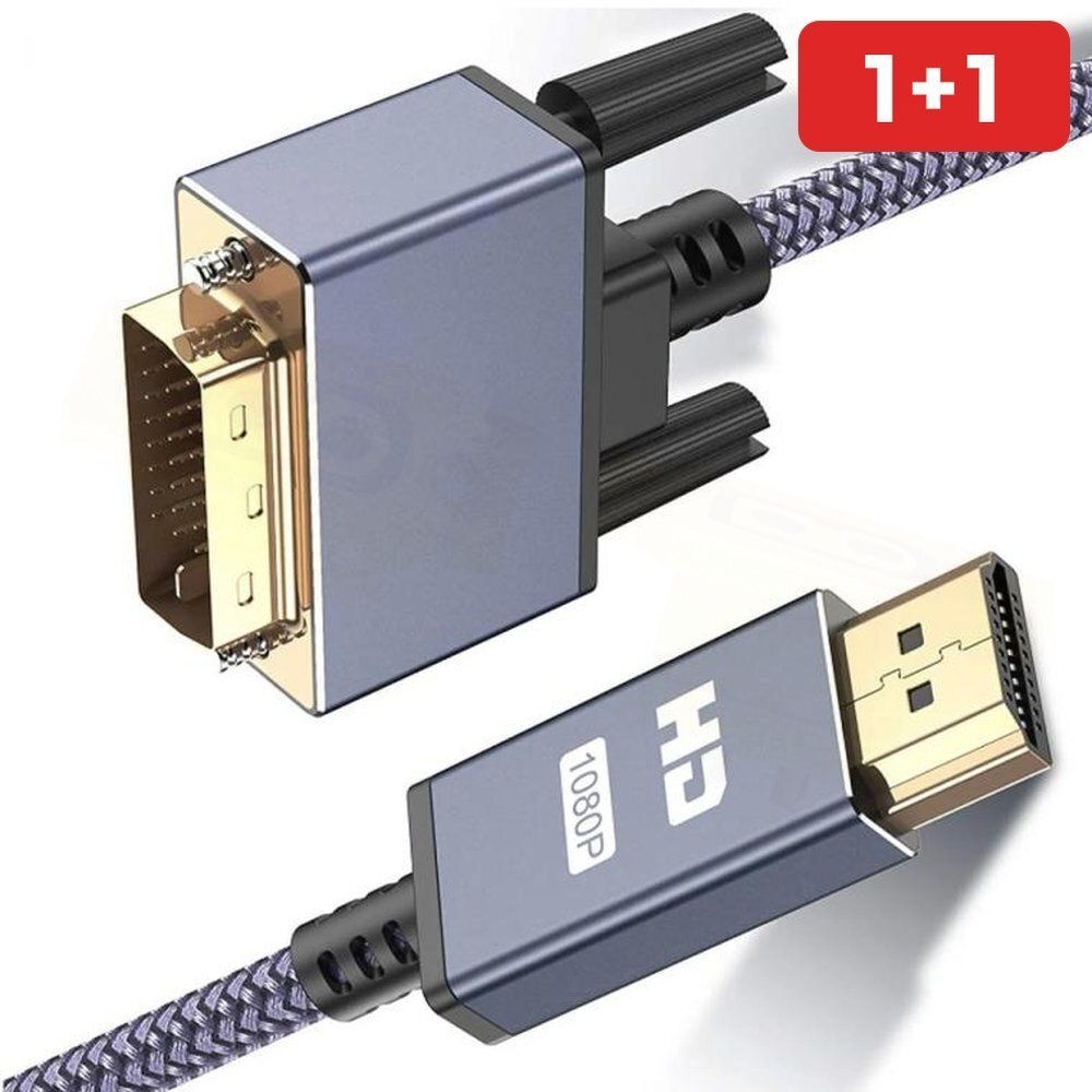 1+1  모니터 연결 HDMI DVI 변환케이블 대화면 고해상도 디지털