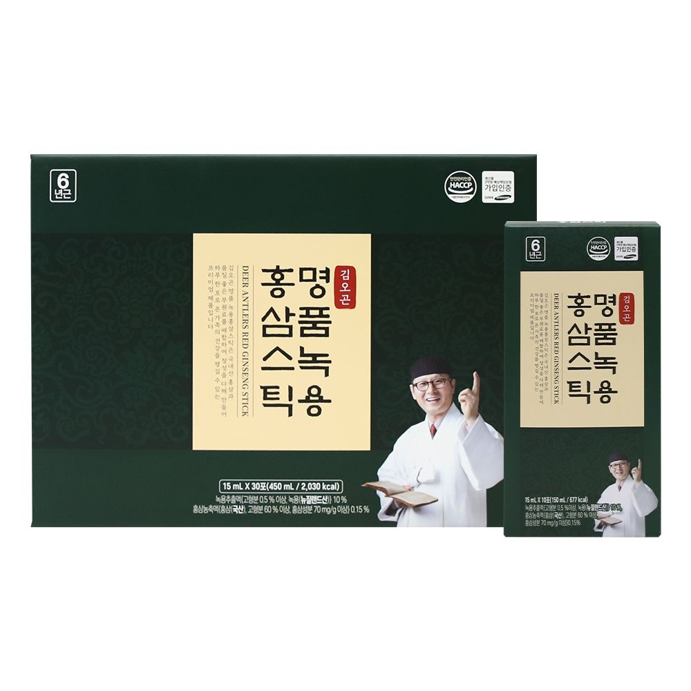 김오곤 명품 녹용 홍삼스틱 1개월 ([김오곤] 명품 녹용 홍삼스틱(15ml X 30포/ 선물용 쇼핑백 포함))