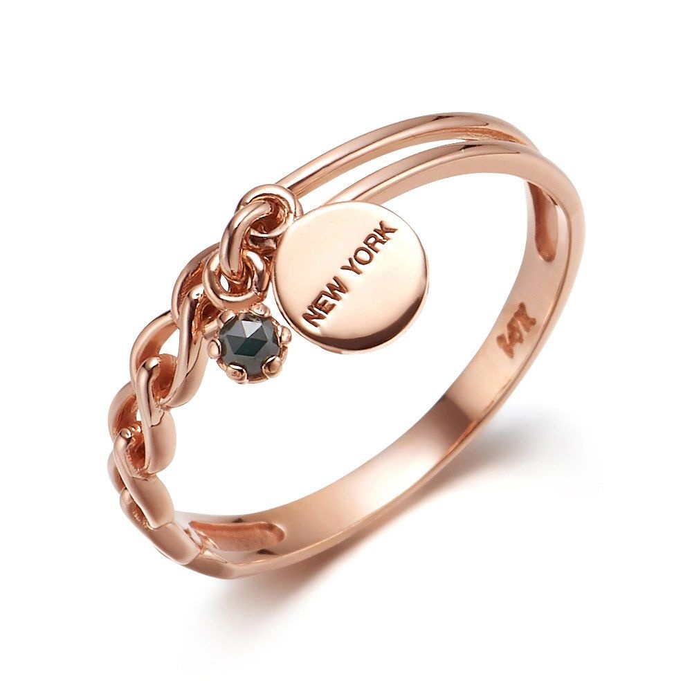 여자 14K 반지 레이어드 우정 링 뉴욕 코인