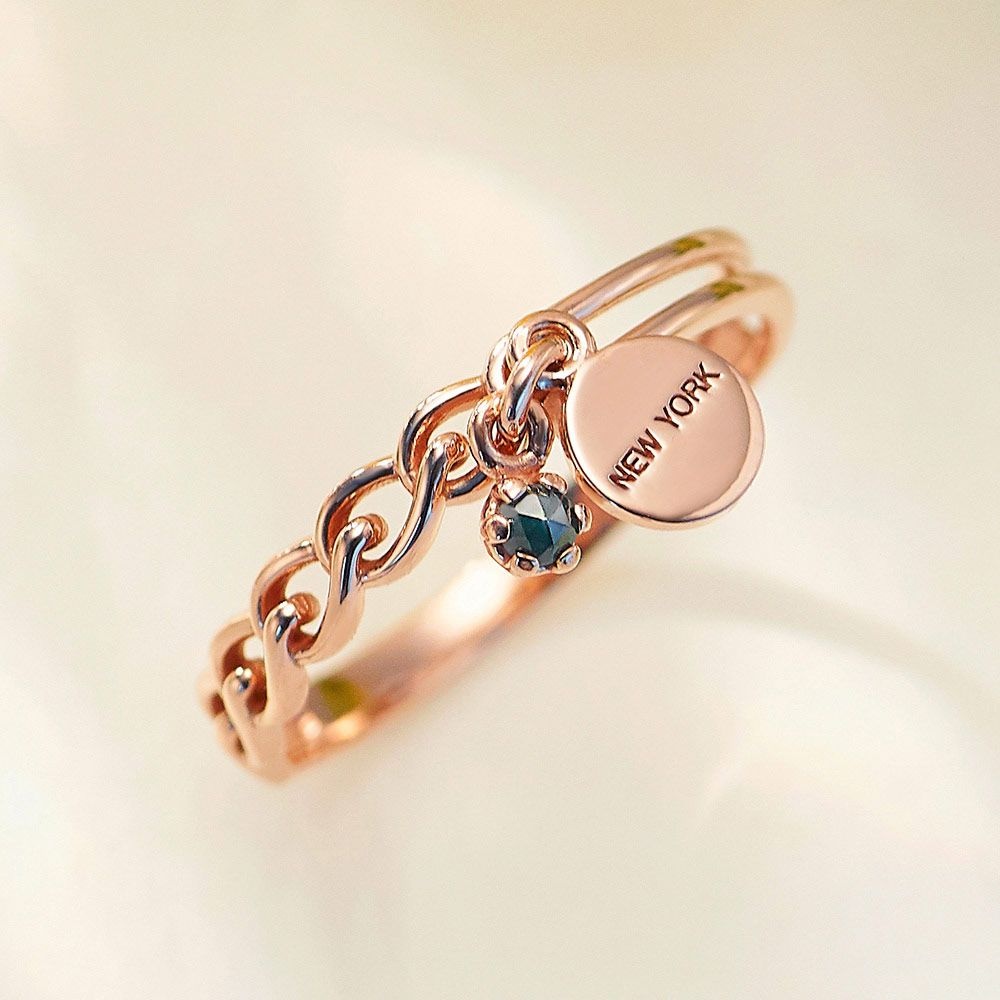 여자 14K 반지 레이어드 우정 링 뉴욕 코인