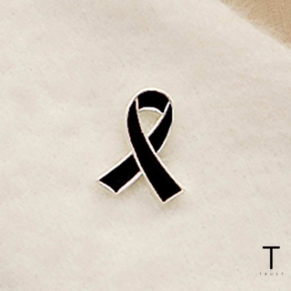 검은색 리본 추모 리본 뱃지 근조 애도 조문 장례식