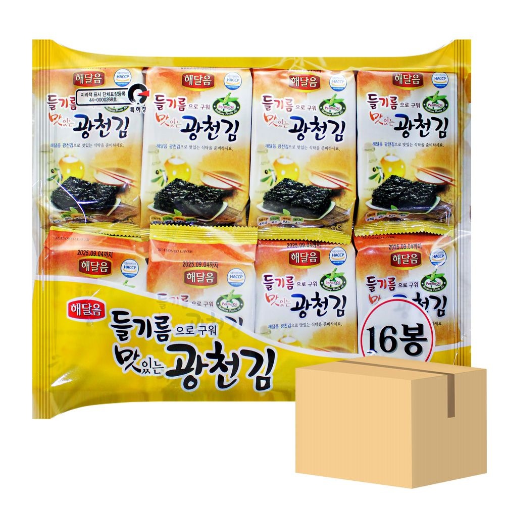 들기름으로 구워 맛있는 광천김 [4gx16EA x10팩] 1박스