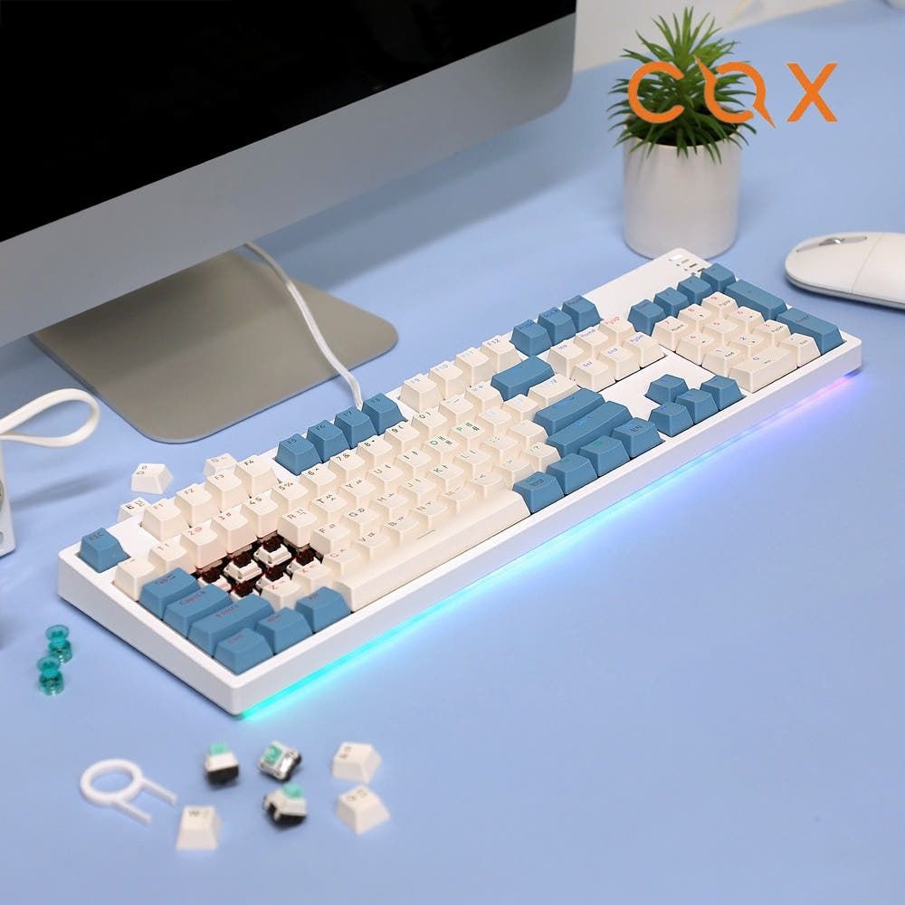 콕스 CY104K V2 카일광축 사무용 게이밍 기계식 키보드 블루 갈축
