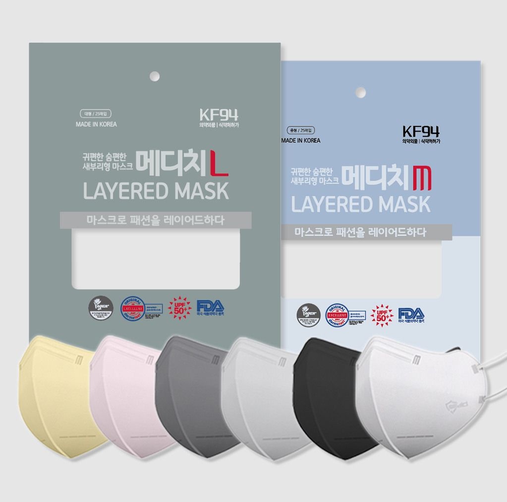 (주)케이마스크 [패션플러스][꿈에그린]메디치(4중) KF94 새부리형 마스크 100매(25매입X4팩)