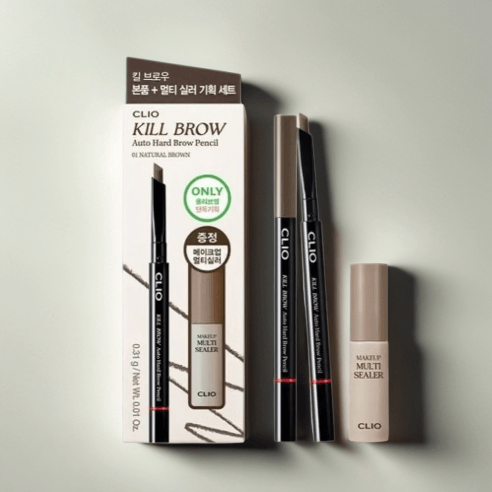 클리오 킬 브로우 오토 하드 브로우 펜슬+브로우 실러 01 내추럴브라운 올