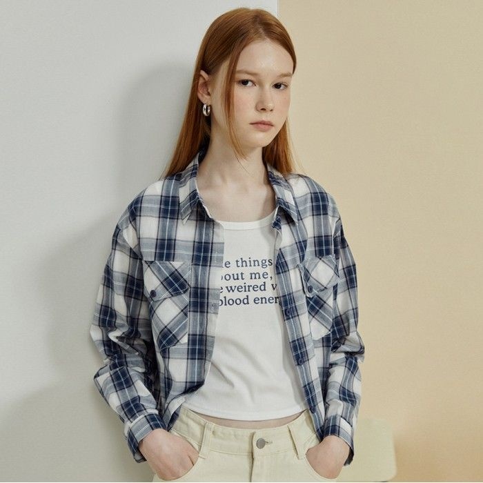 ㈜비제이티인터내셔날 더틸버리  체크 넥 칼라 긴팔 블라우스 + 나시 세트 TR9N0BL10W