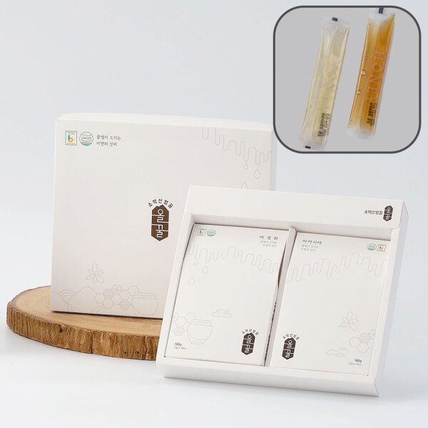 [알뜰총각] 영주 산지직송 소백산올꿀 100% 천연 스틱세트 2종 30개입(아카시아, 야생화 각(12g)15개)