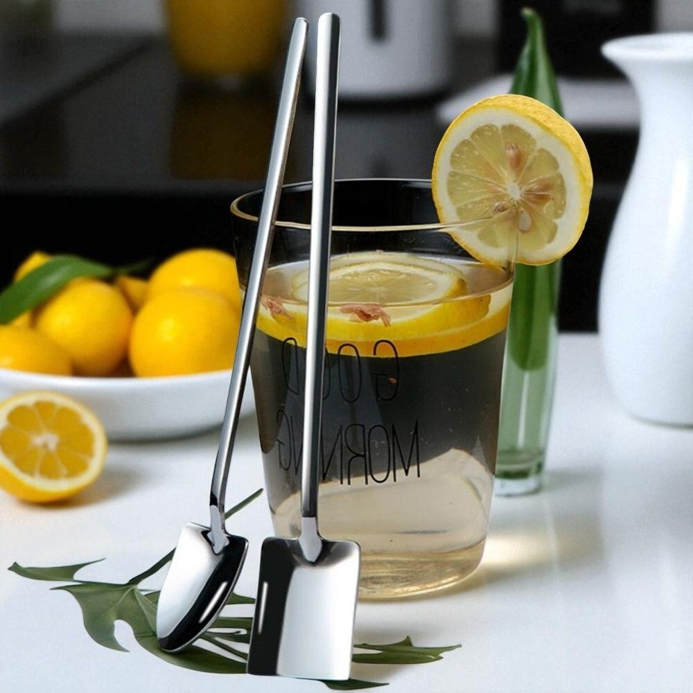 [먼지네스토어 협력사]집에서카페느낌내기 삽모양롱티스푼 18cm 음료저어먹기좋은 디저트스푼 스텐소재