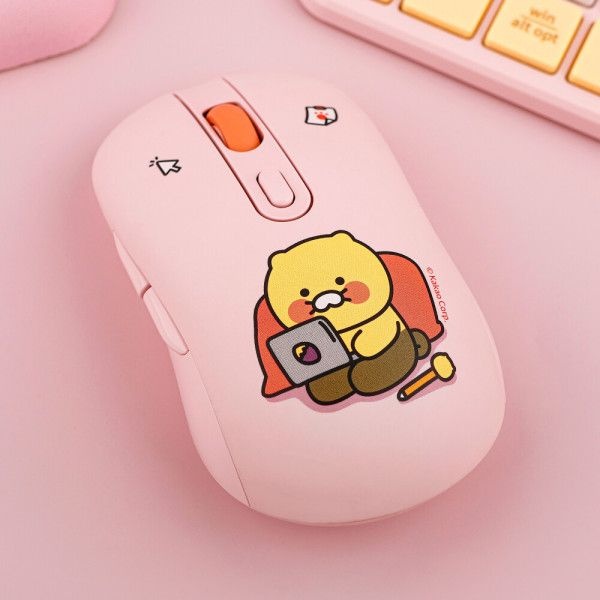 (주)아이콘스 카카오프렌즈 귀여운 열공 춘식이 캐릭터 무소음 무선 마우스 휴대용 예쁜 노트북 마우스