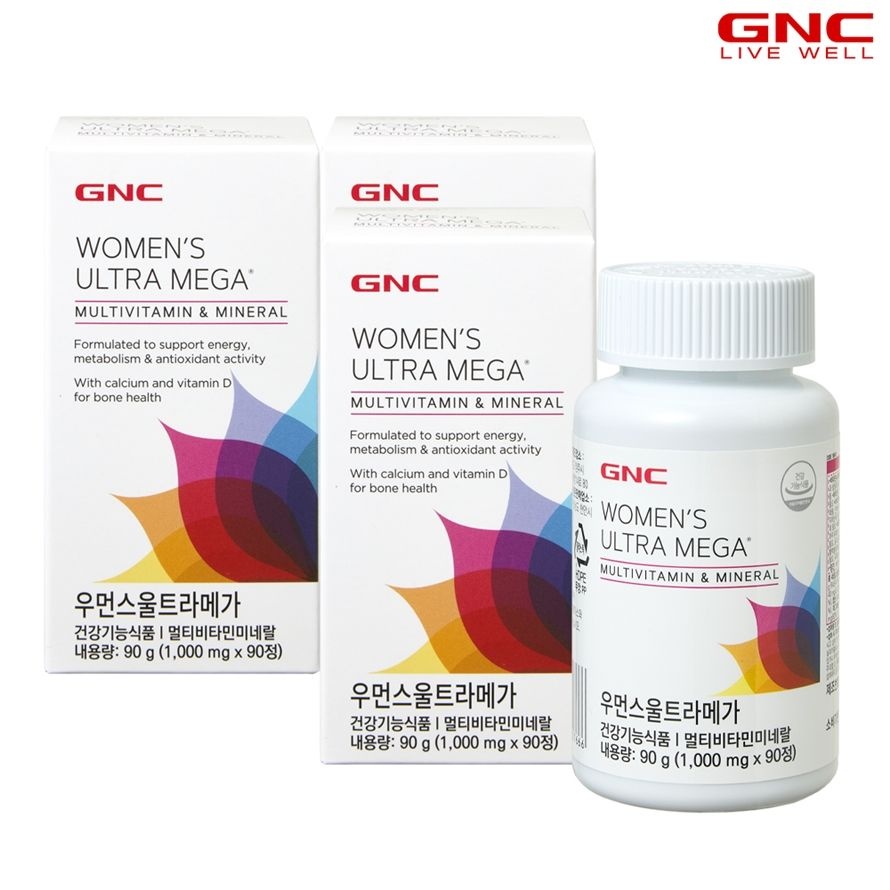 GNC [GNC] 우먼스울트라메가 멀티비타민 앤 미네랄(90정) 45일분x3병_50766x3