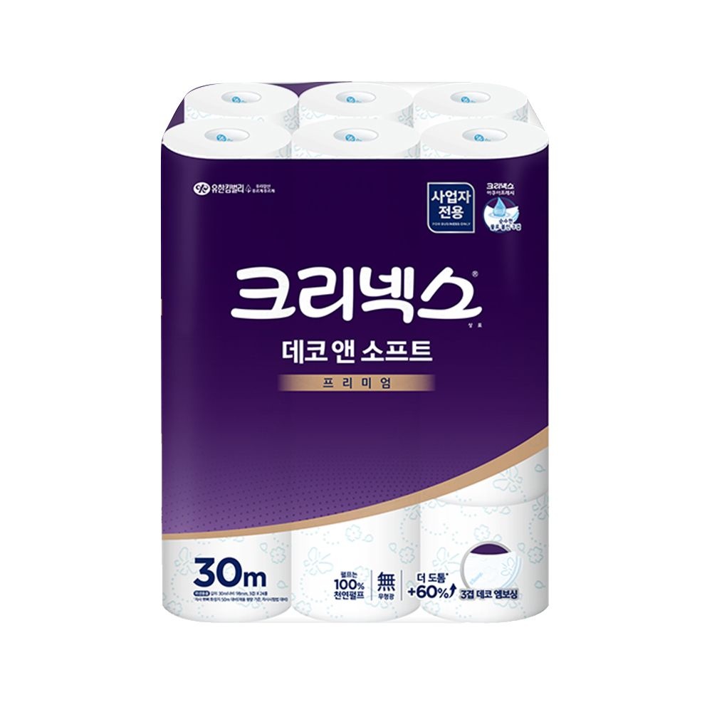 데코 앤 소프트 두루마리 3겹 화장지 30M 24롤 x 1팩
