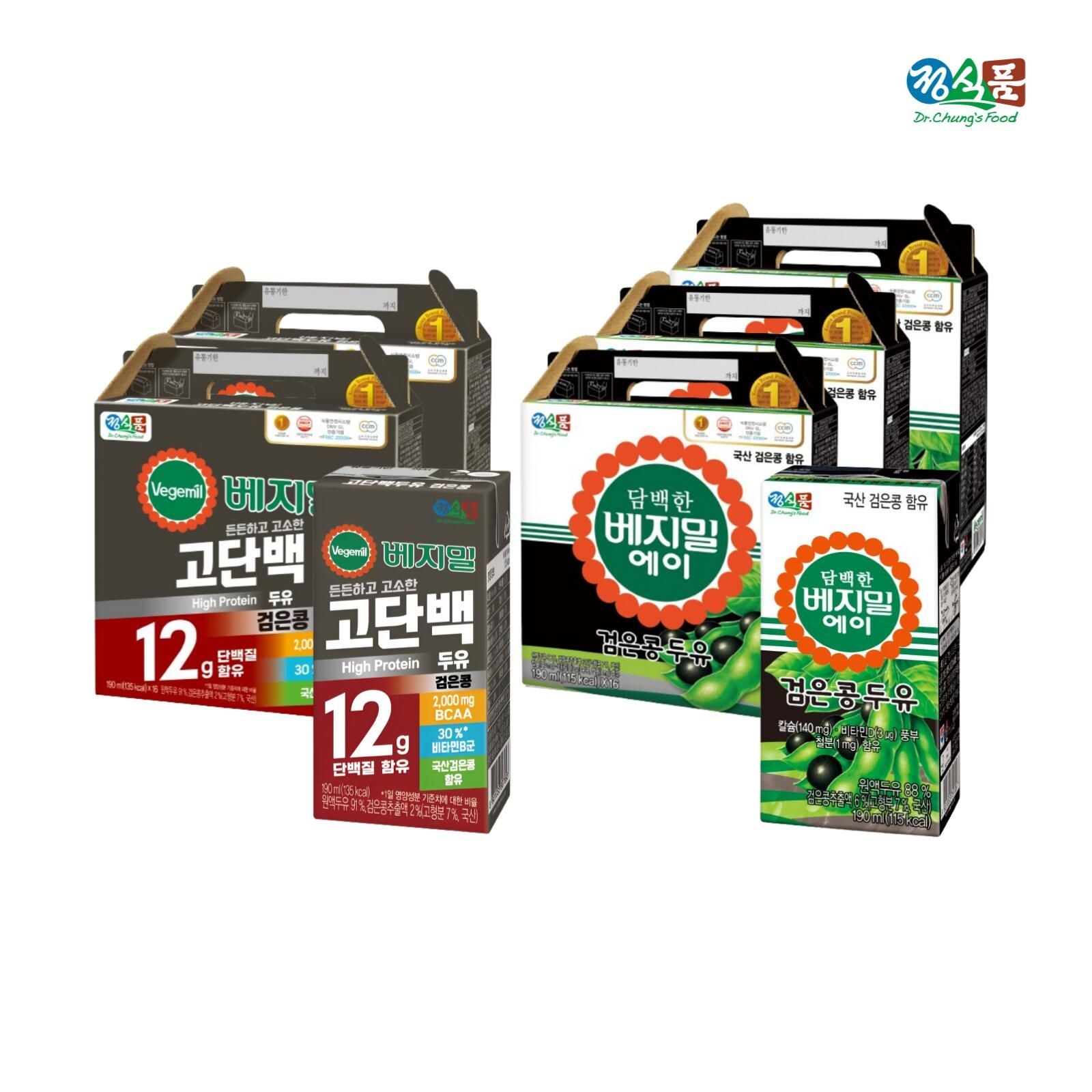 (주)정식품 베지밀 (현대홈쇼핑) 베지밀 고단백검은콩 32팩+담백한 검은콩에이 두유 48팩 190mlx80팩