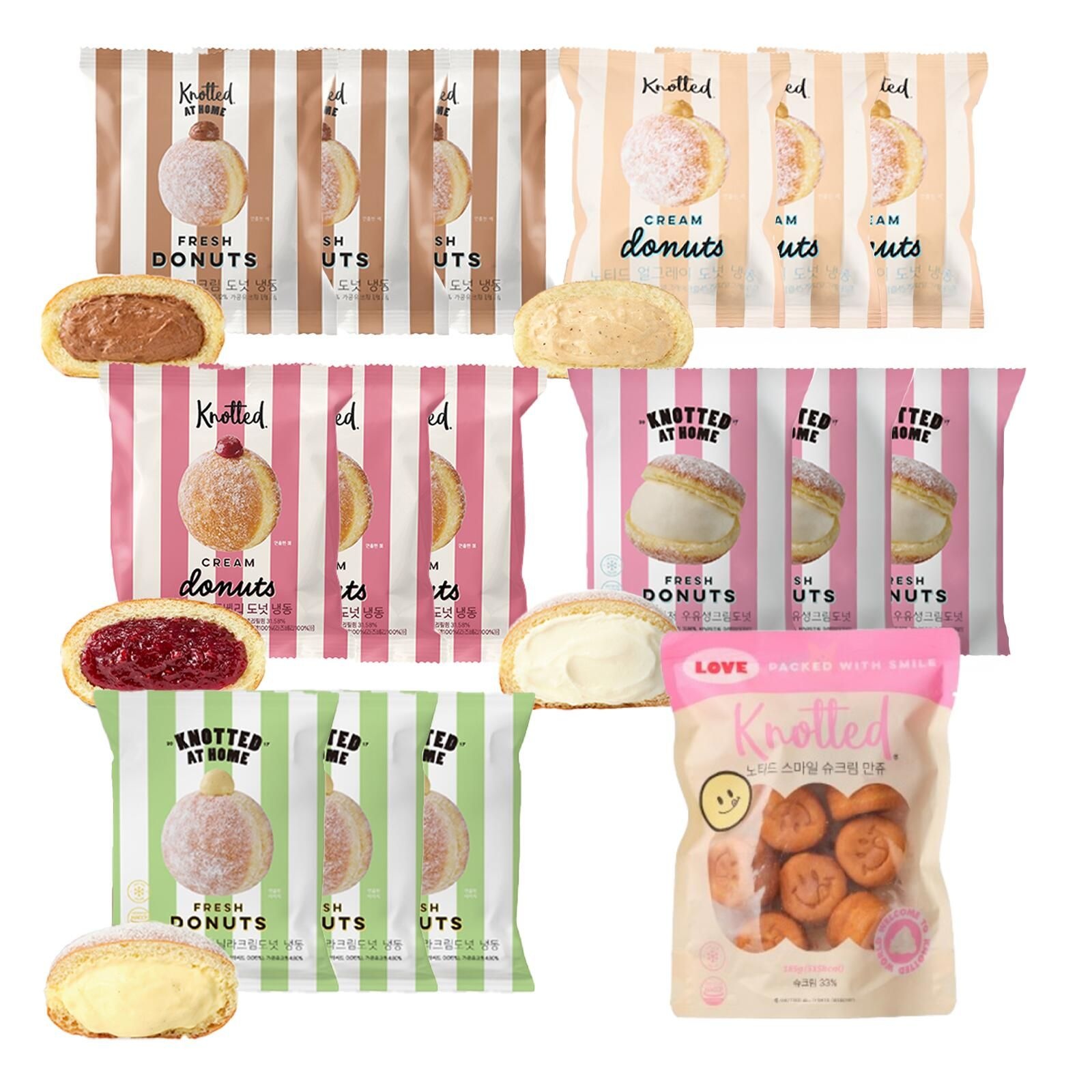 (현대홈쇼핑) [노티드] 도넛 16봉(우유3개+바닐라3개+초코3개+얼그레이3개+라즈베리3개+만쥬1개)