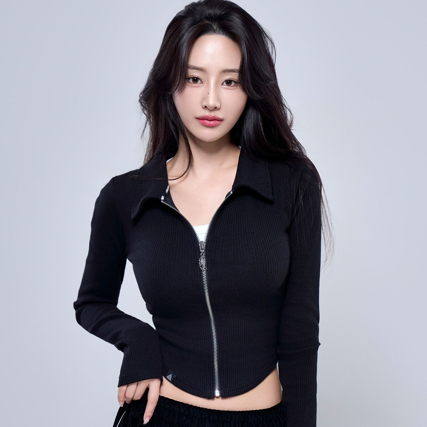 피지컬가먼츠 P5052 우먼 골지 크롭긴팔 [블랙]