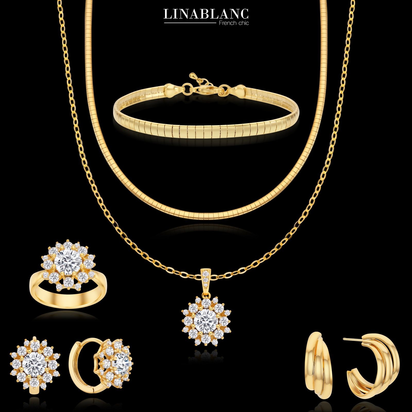 현대홈쇼핑) [리나블랑] 24K 8캐럿 주얼리 풀세트 + 18K 오메가 체인 주얼리 풀세트 (방송