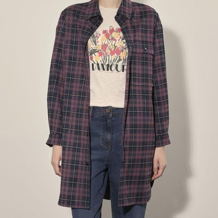 올리비아로렌 [패션플러스][올리비아로렌]올리비아로렌 MG01 장기장 걸치기 체크셔츠 VVCNL4F8381 (41153437)