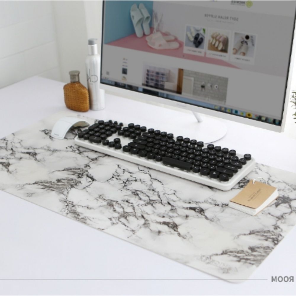 HICKIES 대리석 인테리어 와이드 가죽 데스크패드