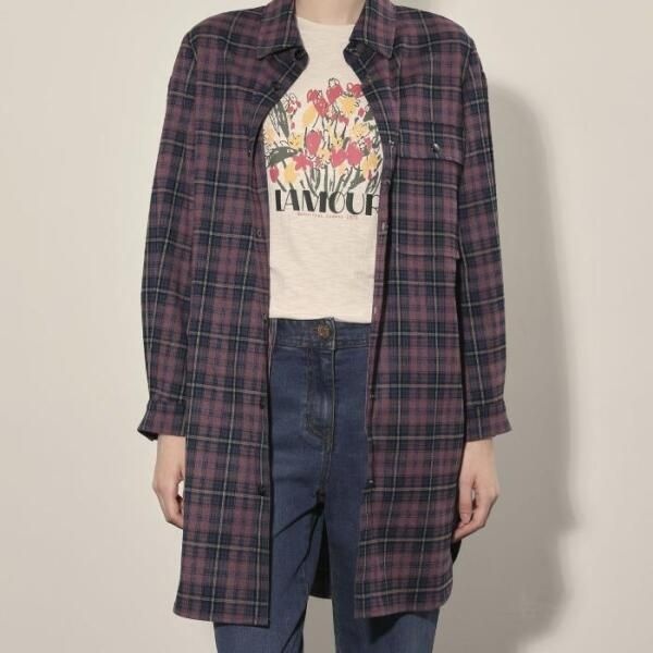 [올리비아로렌(아울렛)] 올리비아로렌 MG01 장기장 걸치기 체크셔츠 신선도원몰 VVCNL4F8381