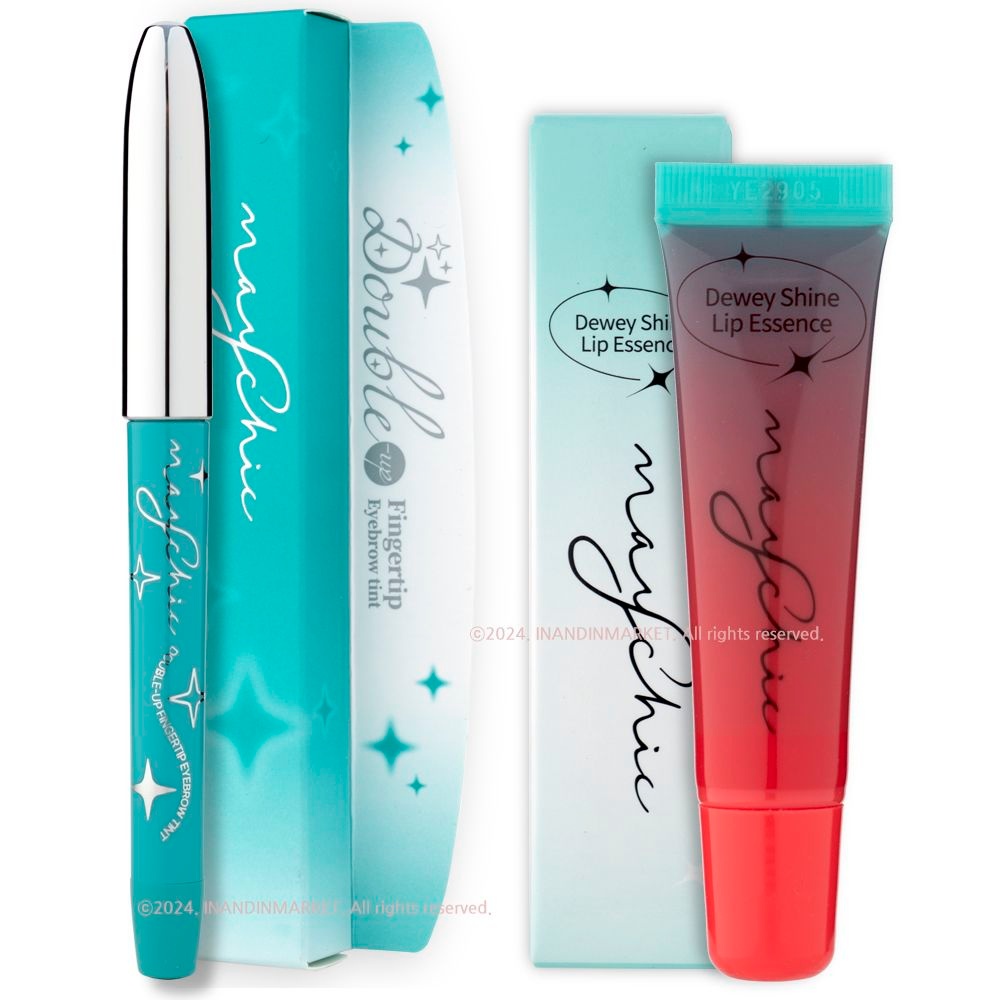 맥브레인즈 메이시크 더블업 핑거팁 아이브로우 틴트 다크브라운 + 듀이샤인 립에센스 베이브 핑크