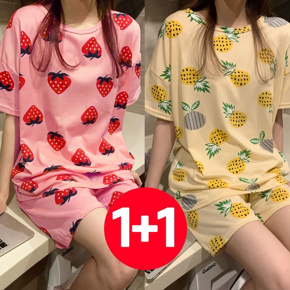 아이엠비오 IM 여성 반팔 반바지 여름 잠옷 세트 2개 베리 파인애플 예쁜잠옷 파자마반바지