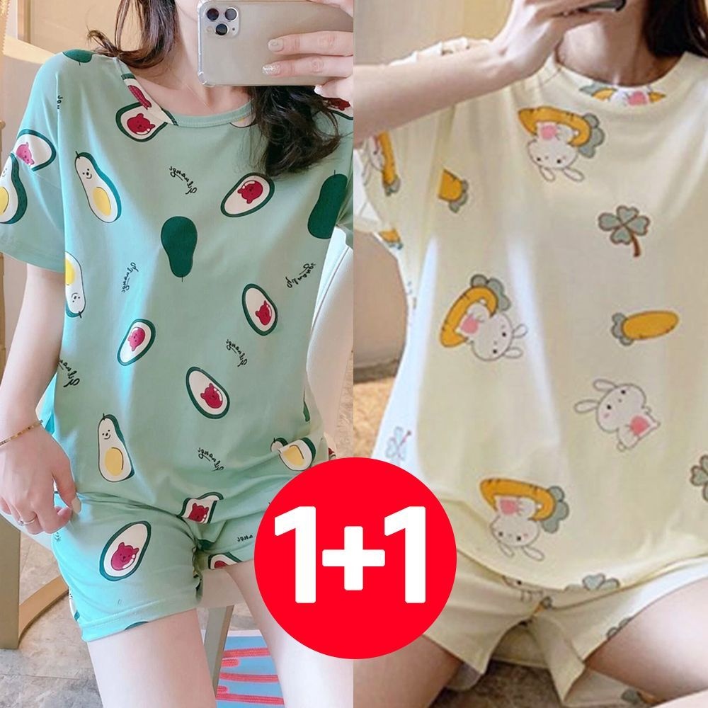아이엠비오 IM 여성 반팔 반바지 여름 잠옷 세트 2개 베어카도 토끼 잠옷반바지 여름잠옷
