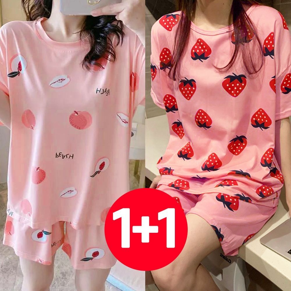 아이엠비오 IM 여성 반팔 반바지 여름 잠옷 세트 2개 복숭아 베리 여성여름잠옷 잠옷반바지