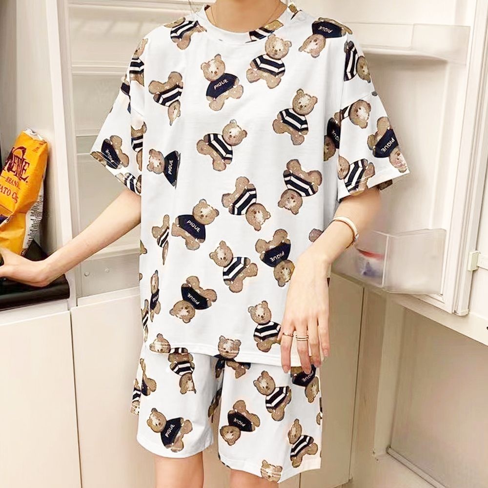 아이엠비오 IM 여성 반팔 반바지 여름 파자마 잠옷 세트 크림쿠키곰 귀여운잠옷 반팔파자마